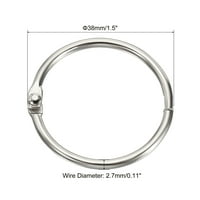 UXCELL 1.5 Диа разглобяеми свързващи пръстени Inde Snap Metal Clips, Silver Tone Pack