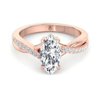 Ventura - Moissanite Marquise Cut Lab Diamond годежен пръстен с Pavã © Twist Band