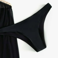Caicj бански костюм за момичета алувър печат триъгълник бикини бански костюми бански костюми черни, s