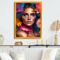 Дизайнарт флорални чувствен жена Портрет Ив рамкирани стена изкуство