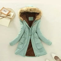 Pxiakgy зимни палта за жени топла удебелена сгъстена топла модерна зимна модна облицовка с качулка снежно палто яке за изход от мента + s