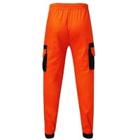 Мъжки панталон ведолай карго мъжки панталон отпусната кройка ежедневни ластик шнур работен туристически панталон с джобове,оранжев 3хл
