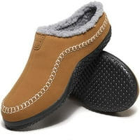 Мъжки мокасински чехли уютен велур горна къща чехли Fuzzy плюшени вълнени подплата на топла анти-шапка TPR Sole Indoor Outdoor Shoes