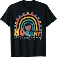 Жени върхове Ура, това е ден на изкуството учител по изкуство Groovy Rainbow студент тениска Подаръчна екипаж на врата Парти ризи тийджър