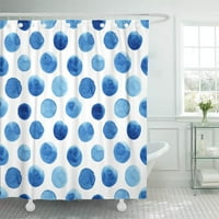 Акварелен безпроблемен модел сини полка точки абстрактно модерен фон баня декор за баня за баня душ завеса