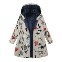 препоръчително сако за жени удебелени палто цвете печат топло Модерен Зимни облицовани Дамски якета и качулки Плюс размер палто