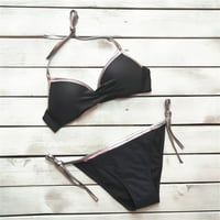 Жени две Soild Print Split Cets Plus Size Beachwear Swimsuit Bikini