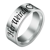 Heiheiup прост титаниев стоманен пръстен Женски пръстен Карикатура Сладки бижута пръстени с размер на пръстени за женски комплект