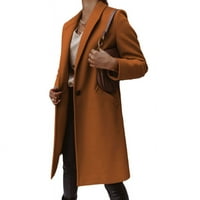 Lovskoo вълнено палто за жени модерно топло фау палто жилетка зимен солиден дълъг ръкав външно облекло парово палто яке кафяво кафяво