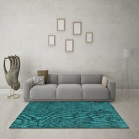 Ahgly Company Indoor Rectangle Oriental Turquoise Blue Industrial Area Rugs, 3 '5'