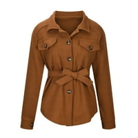 Tagold Fall Clothes for Women Winter Cardigan Coats, Женският вълнен бутон Кардиган с ревери с дълъг ръкав и върхове на джобното палто