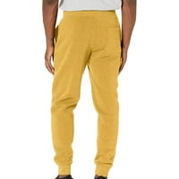 Yubnlvae панталони за мъже активни джогинг талия небрежно уплътнени твърди панталони Мъжки панталони спортуват мъжки панталони жълти
