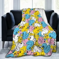 Сладък гумен патица хвърляне на одеяло меко топло през целия сезон Жълта карикатура патици фланелни одеяла за леглото диван диван декор за спалня