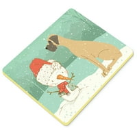 Fawn Natural Great Dane Snowman Christmas Kitchen или Bath Mat 20x30