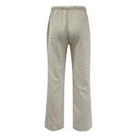 Tawop панталони за мъже мъже солидни ежедневни еластични талии памучни панели панели панталони панталони сиво 10