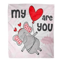Flannel хвърляне на одеяло Amour Valentine Elephan