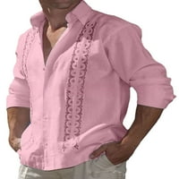 Beiwei мъже летни ризи ревера шия върхове с дълъг ръкав блуза ежедневни тениски мъжки бутон за тийнейдж