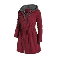 Зимни палта за жени пачуърк зимна качулка плюс размер цип нагоре изтърпял с джобни ежедневни яке