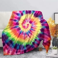 Nosbei Rainbow Tie Dye Painting Soft Flannel Throding Одефт