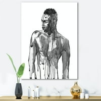 Портрет на красив африкански мъж на бял и живопис платно Арт Принт