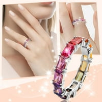 Duhgbne Fashion Multi Colorful Zircon Women's Ring Simple Fashion Jewelry Popular Accessories