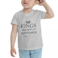 Крале се раждат през септември Смешни тениски за малко дете за момчета момичета