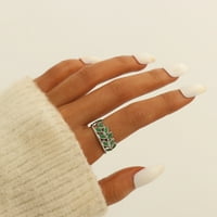 Anvazise жени пръстен лист цветно сърце ярко цветни бижута Отваряне регулируем пръстен на пръста за парти банкет абитуриент стил 1