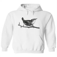 Wren Bird Sketch Hoodie Women -Image by Shutterstock, женски голям