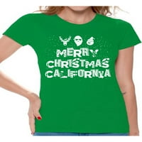 Неудобни стилове Весела Коледа Калифорния риза Женска празнична горна част Калифорния риза коледни ризи за жени Весела коледна риза Кали Любов тениска Xmas Party Holiday Rishs