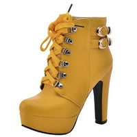 Женски модни обувки с квадратни токчета Водоустойчива платформа Були с високи токчета Просвет под 10