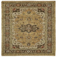Олден традиционен персийски килим, мед злато кафяво червено, 7 фута-9 инча 9 фута-9 инча площ килим