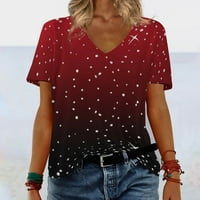 Дамска тениска с къс ръкав v Врат винтидж отпечатани сладки жени прости дрехи улични дрехи за свободното време плаж