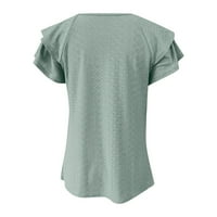 Дамски върши женски обикновен небрежен издълбан v-образно деколте Raglan ръкав с къс ръкав свободен тениска отгоре зелен xxl