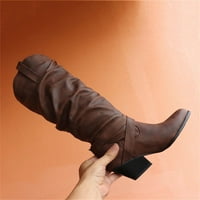 Мода дамски обувки дишаща Високи токчета ретро цип бойни ботуши Дамски ботуши средата теле черна кожа Дамски ботуши размер широк теле