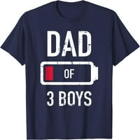 Татко на три момчета с ниска батерия подарък за тениска на бащата