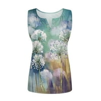 Дамски модни хлабав случайни Флорални печатни жилетка в-врата без ръкави блуза копчета върхове жени върхове