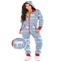 Puloru Women's Christmas One Pajamas с качулка, модел на Дядо Коледа възрастен уютни комбинезони за домашно облекло