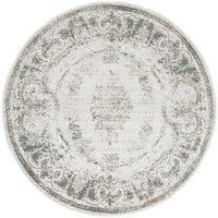 Традиционна площ килим Медальон крем, Тийл закрит кръг лесен за почистване