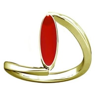 Дивия Шакти 4.25-4. Карат италиански червен корал Мунга скъпоценен камък Панчхату пръстен за жени
