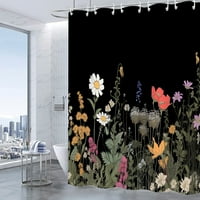 Завеса за душ, диви цветя ботанически завеси за баня завеса, плат завеса за душ, Водоустойчив бързосъхнещ душ завеса с куки, л-72× в