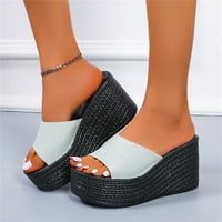 Дамски клинови сандали преобладават дишащо дебело дъно плаж дамски сандали зелени размери 5.5