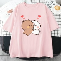 Jhpkjpanda мечка карикатура тениска bubu и dudu сладък тениски памук къси ръкави момичета от печат ок о-деколте kawaii върхове ullzang небрежно