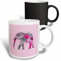 3Drose Pink Watercolor Selephant Works - Magic Transforming Mug, 11 -унция
