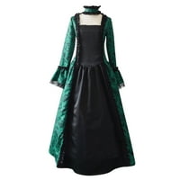 Ханас рокли Жените есен зимен готически ретро флорални печат рокли рокли рокли рокля зелено xxxl