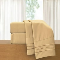 Елегантен комфорт серия бръчки, избледняват и петна устойчив комплект легло лист 4-парче, дълбок джоб, - Кинг Голд