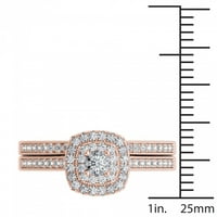 1 2кт ТДВ диамант 14к Розово злато ореол булчински комплект